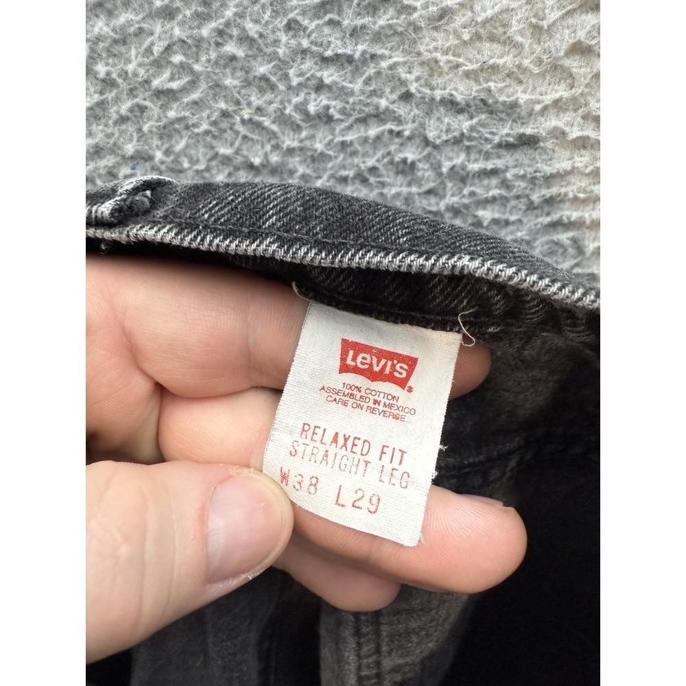 Vintage Levis 553 Jeans Mens 38x29 Black Relaxed White Tab Workwear Grunge 90s - Picture 7 of 13